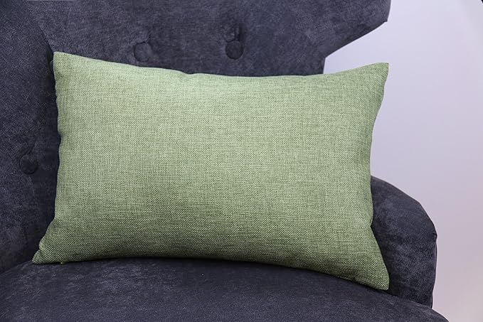 Aiking Home Woven Fine Faux Linen Throw Pillow Cover, Size 12"x18", Moss