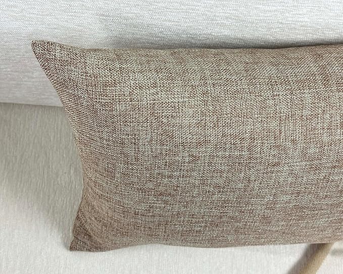 Aiking Home Woven Fine Faux Linen Throw Pillow Cover, Size 12"x18", Wheat