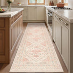 Runner Rug 2x8 Runners for Hallways Non Slip Washable, Vintage Hallway Runner Rugs for Living Room, Low Pile Soft Hallway Rug for Kitchen Bedroom Laundry Room Rug(Pink,2'x8')