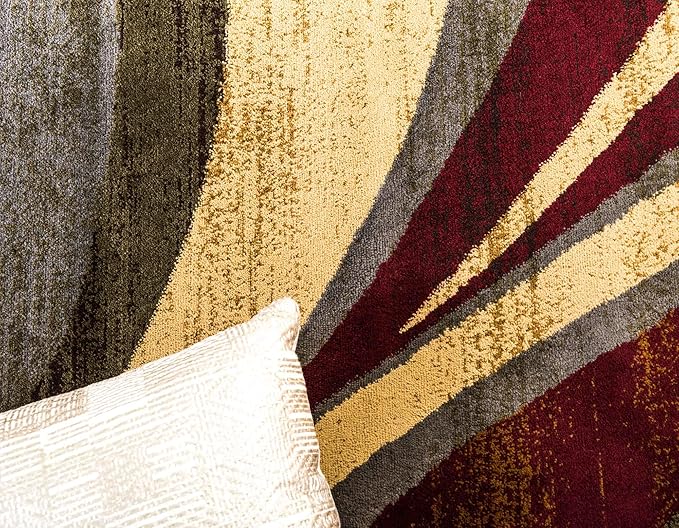 Unique Loom Barista Collection Area Rug - Ngada (9' x 12' Rectangle, Beige/ Red)