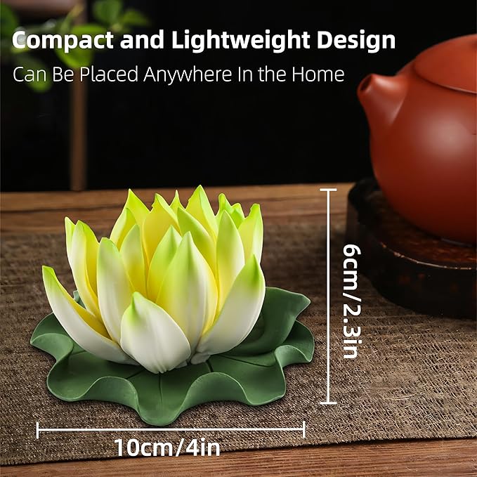 Lotus Incense Burner - Incense Burner Holder for Home Incense Holder Decor Incense Holder for Sticks Yoga, SPA(Z4-Green Yellow)