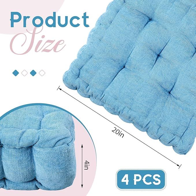 Jerify Floor Pillow Cushions 22 x 22 Inch Round Square Large Meditation Floor Pillow for Classroom Adult Meditation Picnic Party Seating Learning Daycare School(20x20x5'',Square,Mixed Blue)