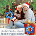 FLAGWIX Christmas Hanukkah Gifts for Women Men - Acrylic Christmas Ornament for Tree Decorations - Hamsa Hand Ornaments Decor, Star of David Tree Topper, Spiritual Religious Gifts for Mom Grandma