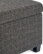 SIMPLIHOME Avalon Storage Ottoman Bench - 48 inch Wide Upholstered Tweed Look Fabric Rectangular Lift-Top Ottoman in Dark Grey, Contemporary Storage Bench for Living Room with High-Density Foam