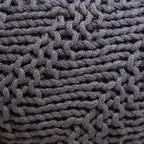 Christopher Knight Home Hazel Indoor / Outdoor Fabric Weave Pouf, Dark Grey Small