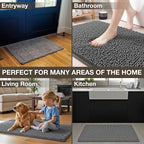 Neater Home Plush Bathroom Rugs 24x17 Thick Chenille Quick Dry Microfiber Absorbent Bath Mat, Soft Bath Rugs, Machine Washable Bathroom Floor Mat for Tub Shower Sink, Home Decor Accessories, Charcoal