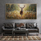 XLSJERST Country Wall Decor Poster 48x24 Inches - Elk Picture Hunting Artwork Large Canvas Picture Brown Deer Wall Art for Living Room Guest Bath Decoration