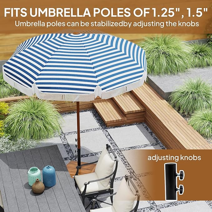 Outsunny Square Patio Umbrella Base, 42 lbs. Concrete Heavy Duty Umbrella Base with Holder for 1.25"/1.5" Poles for Outdoor, Lawn, Poolside, Teak
