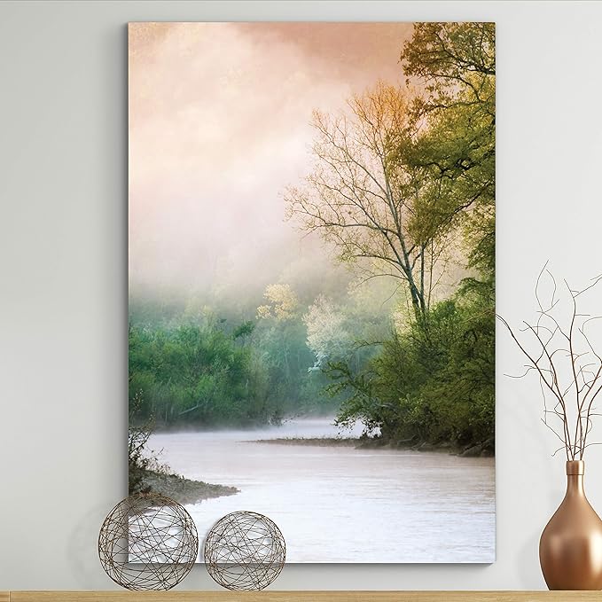 Renditions Gallery Nature Canvas Wall Art Home Paintings Artwork Serene Forest Lake Romantic Modern Wall Hanging Decorations Prints for Bedroom Living Room Office Kitchen - 18"x27" LT06