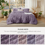 Bedsure Tufted Boho Comforter Set Twin Size - Grayish Purple Boho Bed Set, GentleSoft™ 2 Pieces Farmhouse Shabby Chic Embroidery Bedding, Gifts for Woman, Soft Jacquard Twin Comforter for All Seasons