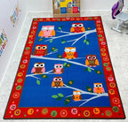 KIDCARPET.COM Hoot Hoot Owls Rectangle Classroom Rug | Bordered Area Rug for Preschool Daycare Learning, 6' x 8'6"