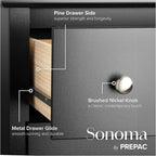 Prepac Sonoma Superior 5-Drawer Dresser for Bedroom - Spacious and Stylish Chest of Drawers, Measuring 17.75"D x 31.5"W x 44.75"H, In Black Finish