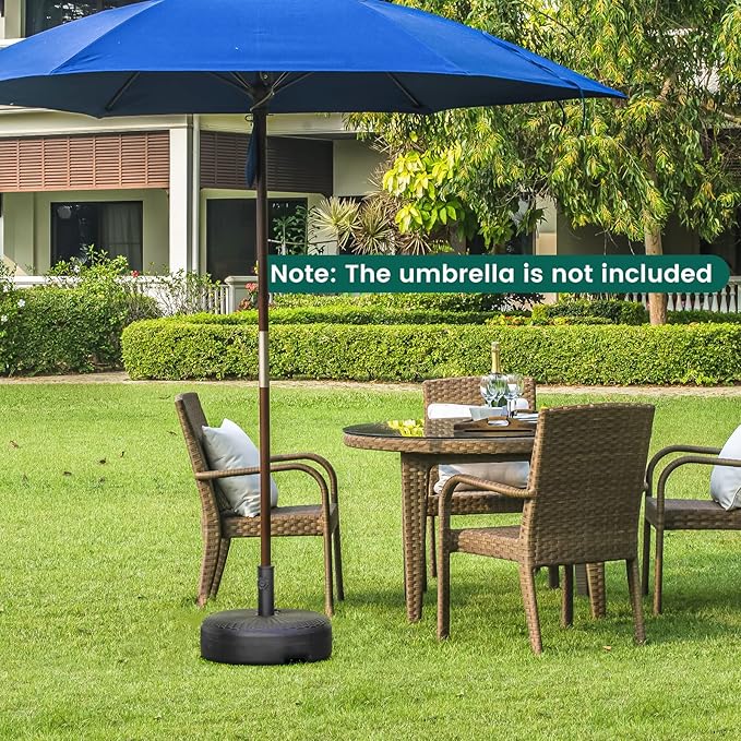 Giantex 66 lbs Fillable Umbrella Base, 18 inch Umbrella Stand Water and Sand Filled, Round HDPE Weighted Market Table Umbrella Holder for Outdoor Deck Garden