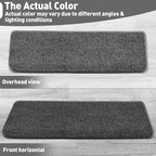 PURE ERA Bullnose Carpet Stair Treads Set Tape Free Non-Slip Indoor Stair Protectors Pet Friendly Rugs Covers Soft Skid Resistant Washable Reusable 9.5" x 30"(14 Pieces,Dark Gray)