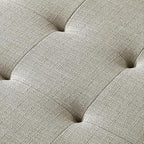24KF Large Rectangular Upholstered Tufted Linen Fabric Ottoman Bench, Padded Bench with Solid Wood Shelf-Linen