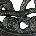 Sunnydaze 17lb Cast Iron Patio Umbrella Base - Heavy-Duty Round Metal Outdoor Market Umbrella Stand for Outside - 16-Inch - Green - Rose Blossom