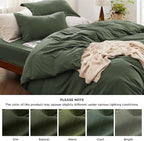 Bedsure Duvet Cover King Size with Fitted Sheet - 4 Pieces Prewashed Cotton-Like Polyester Extra Soft Bedding Set, Includes 1 Duvet Cover 104x90 Inches, 2 Pillow Shams, 1 Fitted Sheet, Olive Green