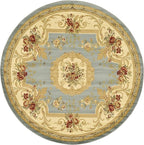 Rugs.com Chateau Collection Rug – 8 Ft Round Light Blue Medium Rug Perfect for Kitchens, Dining Rooms