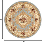 Rugs.com Chateau Collection Rug - 4 Ft Round Light Blue Medium Pile Rug