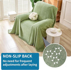 HAOMAIJIA Chenille Couch Cover Sofa Covers for 1 Cushion Couch Washable sectional Couch Covers for Dogs pet Furniture Protector Couch Cover Blanket for Living Room (sage Green, 71"x91")