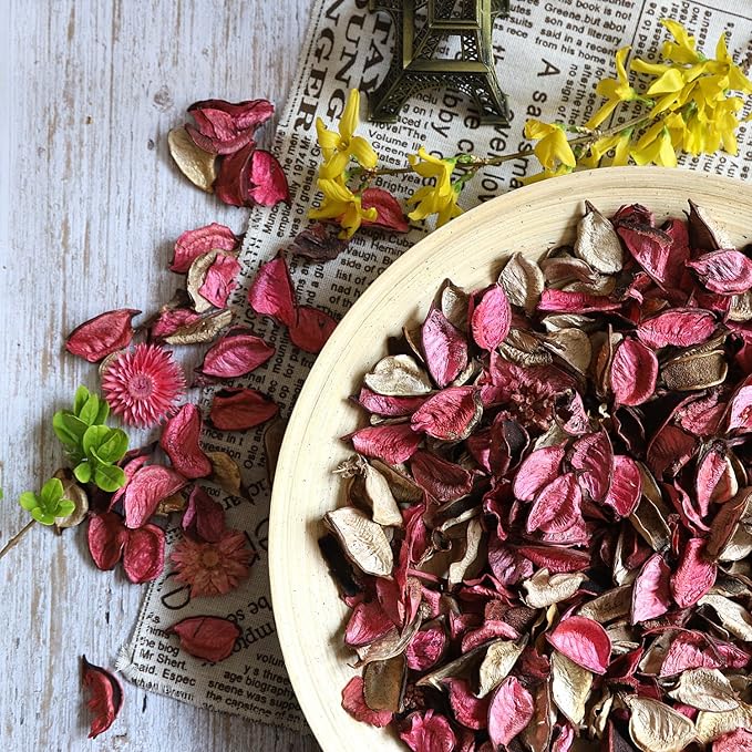 Qingbei Rina Valentine Potpourri Bags,Rose Scented Potpourri Dried Flowers, Pink Decorative Bowl Vase Fillers,Home Fragrance Sachet,2 Bags-8.4oz