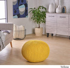 Christopher Knight Home Belle Knitted Cotton Pouf, Yellow