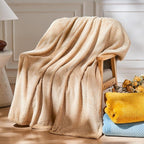 NEWCOSPLAY Super Soft Queen Blanket Brown Premium Silky Flannel Fleece Leaves Pattern Lightweight Bed Blanket All Season Use (Brown, Queen(90"x90"))
