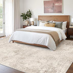 Art&Tuft Washable Rugs 8x10, Area Rugs for Living Room - Non Slip and Low Pile Soft Thin Abstract 8x10 Rug for Bedroom, Dining Room, Kitchen, Office, Beige