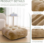 8" Washable Floor Pillow Cushion for Adults, Meditation Cushion Pillow, Large Square Floor Sitting, Removable Tufted Corduroy Cover, for Tatami Living Room or Yoga, 22x22 Inch, 2Pack, Machine Washable