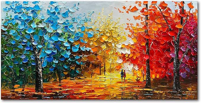 Natural Landscape Romantic Theme Modern Abstract Oil Painting Large Canvas Wall Decoration Art 24x48 Inches