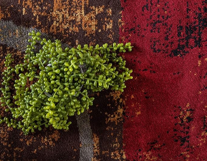 Unique Loom Barista Collection Area Rug - Kouillou (6' 1" x 9' Rectangle, Multi/ Brown)