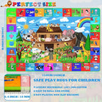 ABC Kids Rug for Playroom 59×39.4 in Noah's Ark Animals Rug Baby Play Mat Alphabet Mat Shape Color Classroom Carpet Kids Playroom Early Learning Carpet for Preschool Toddlers Tummy Time