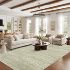 Art&Tuft Washable Rugs 9x12, Low Pile Area Rugs 9x12 Living Room - Non Slip and Stain Resistant Soft Thin Rug for Bedroom, Dining Room, Kitchen, Office, Green