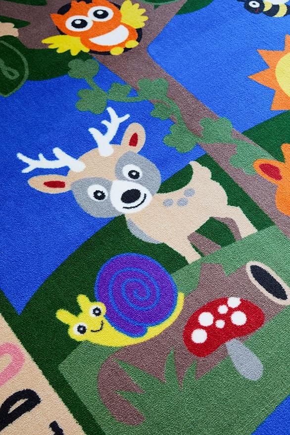 KIDCARPET.COM Forest Alphabet Learning Rug 7'6"x 12' Rectangle, Educational Classroom Rug, Kids Learning Play Mat | Area Rug for Bedroom or Playroom