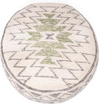 Creative Co-Op Boho Round Wool Blend Kilim Pouf with Geometric Design, Multicolor