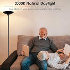 BoostArea Torchiere Floor Lamp, 30W Super Bright LED Standing Lamp, Stepless Dimmable Pole Lamp with 3000K Lighting, Rotary Switch, 70 Inch Tall Metal Modern Floor Lamps for Living Room/Bedroom Black