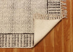 Cotton Kilim Area Rug, 9' x 12', Gray-26, Printed, Flat Woven, Bordered, Low Pile, Handmade, Washable, Indoor, Rectangular