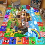 ABC Kids Rug for Playroom 59×39.4 in Noah's Ark Animals Rug Baby Play Mat Alphabet Mat Shape Color Classroom Carpet Kids Playroom Early Learning Carpet for Preschool Toddlers Tummy Time