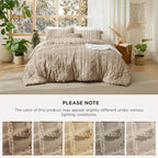 Bedsure Tufted Boho Comforter Set Twin Size - Khaki Boho Bed Set, GentleSoft™ 2 Pieces Farmhouse Shabby Chic Embroidery Bedding, Gifts for Woman, Soft Jacquard Twin Comforter for All Seasons