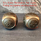 Brass Lucky Ball 6 Sides Rotatable Feng Shui Ornament Wealth Statue Treasure Ball Fengshui Sculpture Chinese Traditional Home Decor (F2 Lucky Ball x 2)