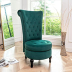Royal High-Back Velvet Accent Chair for Vanity with Storage and Luxurious Upholstery, Retro Design and Versatile Usage for Living Room, Bedroom, Lounge and Office, Green