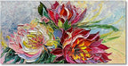 Art Hand Painted red Flowers Art Oil Painting 24x48 Thick Texture Abstract Wall Decorative Art Oil Painting