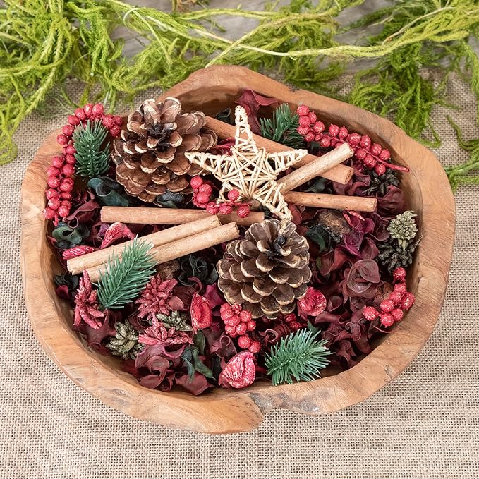 Cinnamon Fragrance Potpourri Bag Christmas Holiday Home Décor | Floral Petals Vase & Bowl Filler Decoration (Holiday Red)