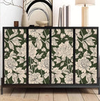 Peel and Stick Wallpaper Contact Paper for Cabinets Drawers Green Beige Floral Flower Vintage Design 17.5x118in Self Adhesive Wall Removable Desk Bedroom Moody Renter Friendly Modern