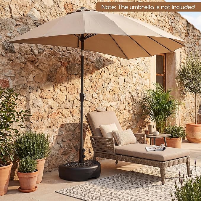 Tangkuls 55 LBS Half Round Umbrella Base, Water & Sand Fillable Heavy Duty Umbrella Weight for 1.57” & 1.91” Poles, Patio Umbrella Base for Deck Lawn Poolside, Textured (55, Pounds)