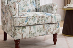 KEIKI Floral Accent Chair for Living Room – Artistic Heritage Look with Natural Wood Base, Statement Upholstered Armchair for Everyday Relaxation