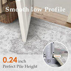 Gray Area Rug 5x8 Washable Living Room Carpet Vintage Non Slip Soft Bedroom Indoor Office Retro Grey Low Pile Thin Oriental Medallion Large Rug for Dining Room Bathroom Kitchen