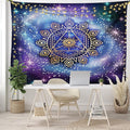 Ambesonne Geometry Tapestry, Celestial and Terrestrial Harmony of Cosmos Mandala Form on Nebula Art, Fabric Wall Hanging Decor for Bedroom Living Room Dorm, 45" X 30", Indigo