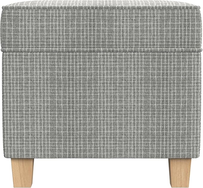 Homepop Home Decor | K7342-F2428 | Classic Square Storage Ottoman with Lift Off Lid- Sage Mini Grid Pattern