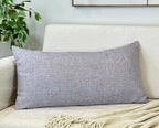 Aiking Home Woven Fine Faux Linen Throw Pillow Cover, Size 12"x24", Light Grey